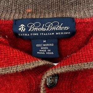 Brooks Brothers Red and Brown Merino Wool unisex Cardigan